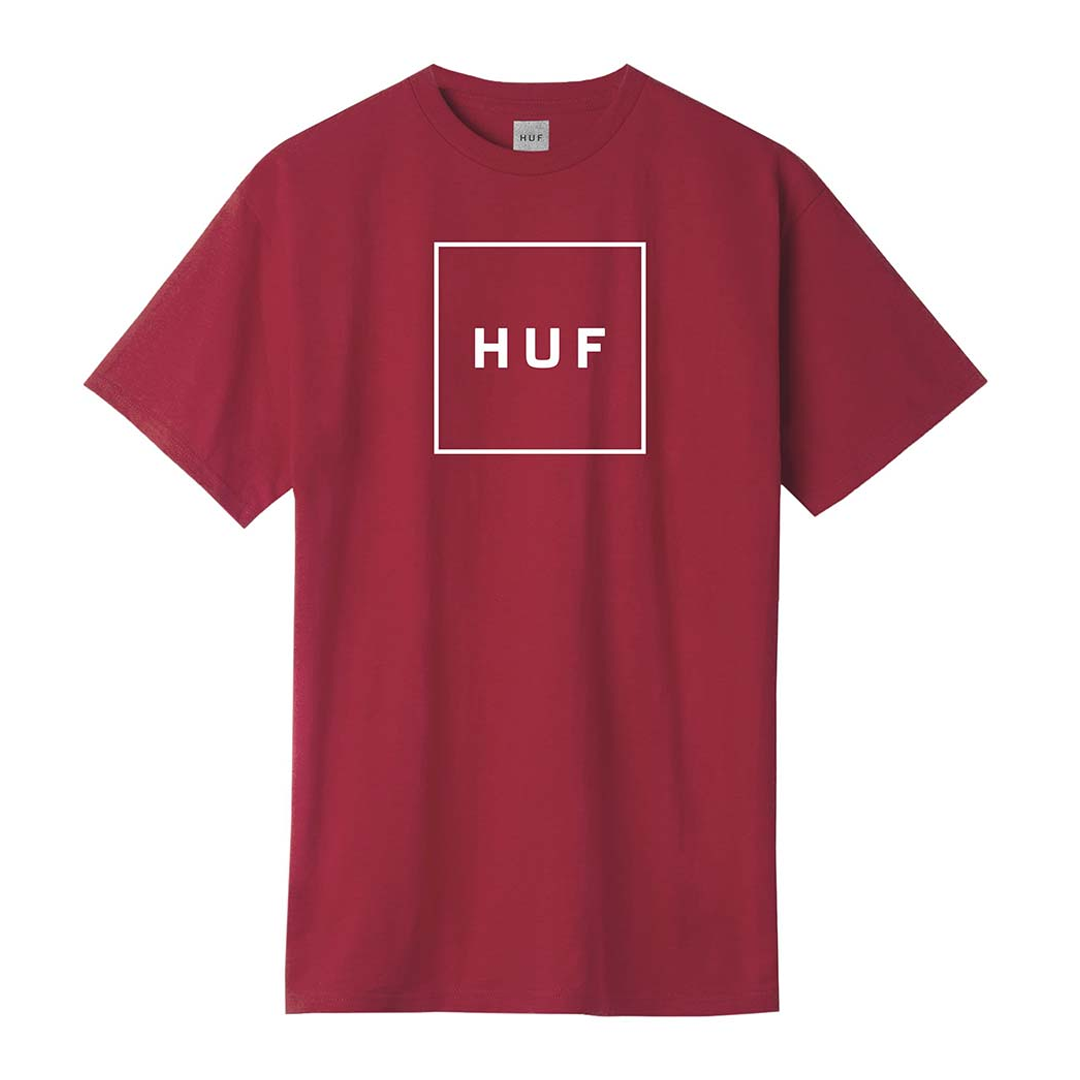 HUF ESSENTIALS BOX LOGO S/S TEE ROSE WOOD RED