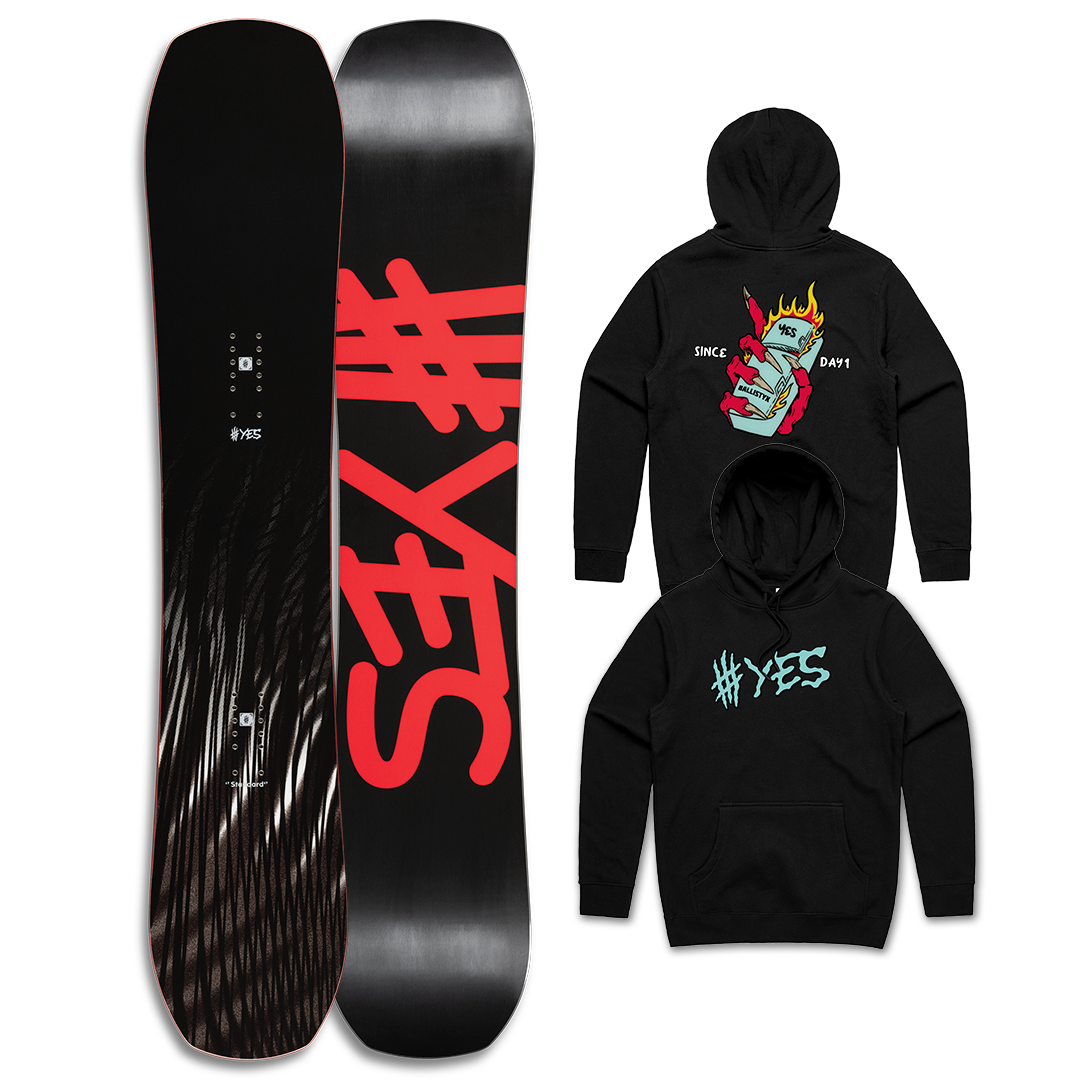 YES STANDARD 2025 SNOWBOARD PREORDER PLUS FREE YES X BALLISTYX HOODIE